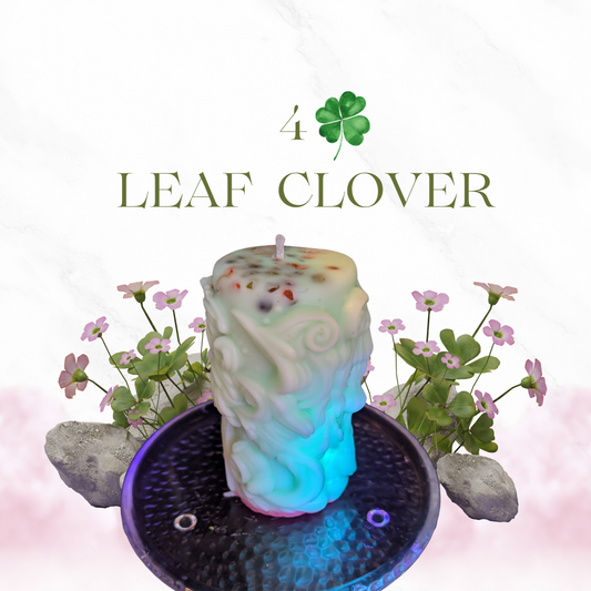 Glow in the dark 4 Leaf Clover Pillar Candle